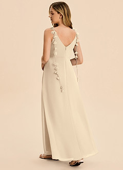 Azazie Gumdrop Junior Champagne Empire Pleated Chiffon Dress image1