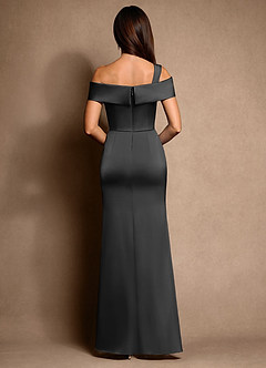 Azazie Altonia Mother of the Bride Dresses Black Mermaid Off the Shoulder Stretch Satin Dress image3