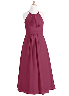 Azazie Bonnie Junior Mulberry A-Line Pleated Chiffon Dress image5