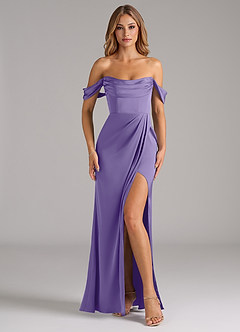 Azazie Johana Bridesmaid Dresses Tahiti Mermaid Off the Shoulder Stretch Satin Convertible Dress image3
