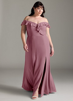 Azazie Sophie Bridesmaid Dresses Vintage Mauve A-Line Off the Shoulder Chiffon Convertible Dress image6