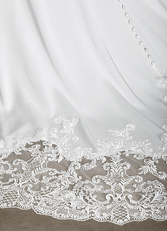 Azazie Gina Hochzeitskleider Meerjungfrau-Linie Rechteckiger Ausschnitt Satin mit Krepprücken Kleid Diamantweiß Champagner image8