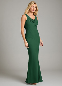 Azazie Rylina Bridesmaid Dresses Dark Green Mermaid Pleated Chiffon Dress image5