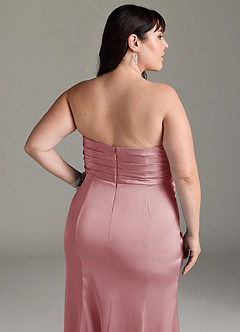 Azazie Yola Bridesmaid Dresses Dusty Rose Sheath V-Neck Pleated Stretch Satin Convertible Dress image15