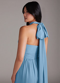 Azazie Lamara Bridesmaid Dresses Steel Blue Off the Shoulder Chiffon Convertible Jumpsuit image11