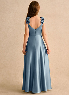 Azazie Rosita vestidos de niña de las flores Vestido de Azul Polvoriento de Satén Elástico de Corte en A con Plisado image5