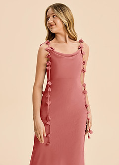 Azazie Trinity Junior Antique Rose Mermaid Pleated Chiffon Dress image4