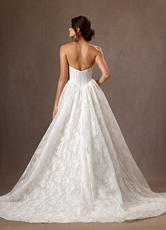 Azazie Demetria Vestidos de noiva Vestir Diamante Branco de Renda de Vestido de baile com Sem alças image2
