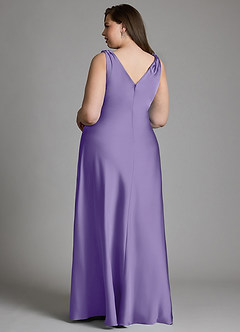 Azazie Nerine Bridesmaid Dresses Tahiti A-Line Pleated Stretch Satin Dress image8