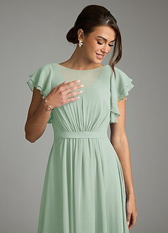 Azazie Daphne Modest Bridesmaid Dresses A-Line Ruffled Chiffon Floor-Length Dress image5