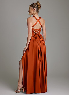 Azazie Francis Bridesmaid Dresses Paprika A-Line Corset Stretch Satin Dress image7