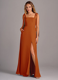 Azazie Debra Bridesmaid Dresses Paprika A-Line with Pockets Chiffon Convertible Dress image1