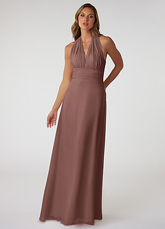 Azazie Fifi Bridesmaid Dresses Espresso A-Line Strapless Chiffon Convertible Dress image2