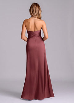 Azazie Sabrine Venta Final Vestido de Merlot de Satén Elástico de Corte en A con Escote de Corazón image2