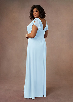 Azazie Reneya Mother of the Bride Dresses Sky Blue A-Line Pleated Mesh Dress image9
