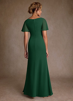 Azazie Suffolk Mother of the Bride Dresses Dark Green A-Line Pleated Chiffon Dress image3