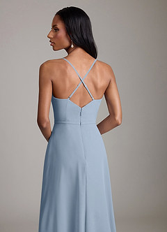 Azazie Naeem Bridesmaid Dresses Dusty Blue A-Line V-Neck Ruffle Chiffon Dress image7