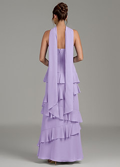 Azazie Imani Robes de demoiselle d'honneur Robe Trapèze en Mousseline de soie Rayé Lilas image4