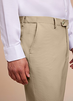 front Miles Tan Seersucker Dress Pants