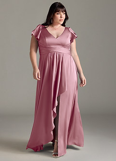 Azazie Omari Bridesmaid Dresses Vintage Mauve A-Line Stretch Satin Dress image8