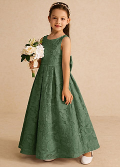 Azazie Pipssy Flower Girl Dresses Eucalyptus A-Line Pleated Floral Burnout Dress image2