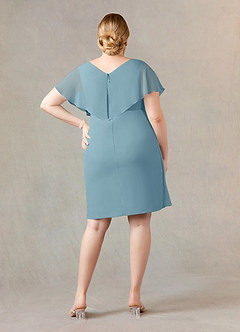 Azazie Julia Mother of the Bride Dresses Moody Blue Sheath V-Neck Pleated Chiffon Dress image7
