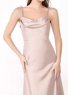 Azazie Alaija Robes de demoiselle d'honneur Robe Sirène en Satin extensible Fente Latérale Rose Pâle image5
