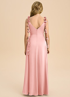 Azazie Gumdrop Junior Powder Pink Empire Pleated Stretch Satin Dress image7