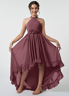 Azazie Hermione Junior Sangria A-Line Chiffon Dress image2