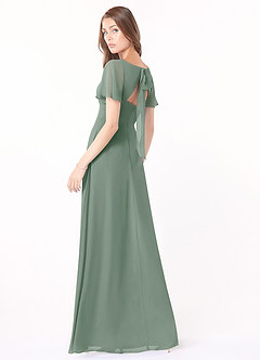 Azazie Kimber Final Sale Sangria A-Line Flounce Sleeve Chiffon Dress image5