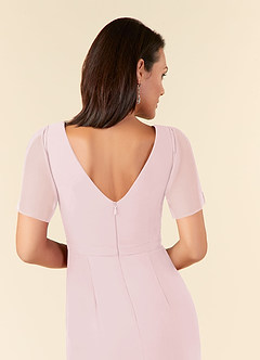Azazie Marianne Mother of the Bride Dresses Blushing Pink Sheath V-Neck Pleated Chiffon Dress image6