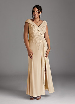 Azazie Calathea Mother of the Bride Dresses Champagne A-Line Lace Dress image8