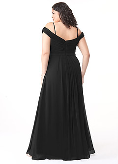 Azazie Audrianna Brautjungfernkleider Wandelbar A-Linie Schulterfrei gerafft Chiffon Kleid Schwarz image8