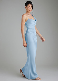 Azazie Sabrina Bridesmaid Dresses Powder Blue Mermaid Corset Stretch Satin Dress image9