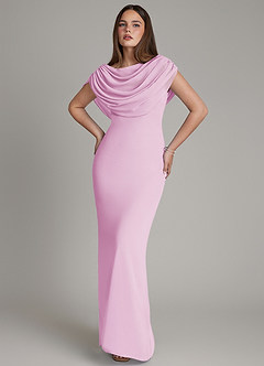 Azazie Hadley Bridesmaid Dresses Candy Pink Mermaid Pleated Chiffon Dress image10