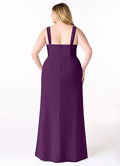 Azazie Denice Bridesmaid Dresses Grape Sheath Pleated Chiffon Dress image10