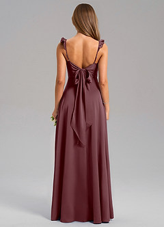 Azazie Everett Robes de demoiselle d'honneur Robe Trapèze en Satin extensible Sangria image2