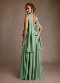 Azazie Josabeth Final Sale Matcha A-Line Pleated Chiffon Dress image6