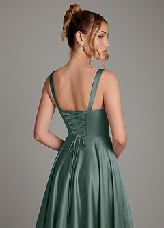 Azazie Azaria Robes de demoiselle d'honneur Robe Trapèze en Satin extensible Corset Mousse De Mer image2