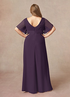 Azazie Alessa Mother of the Bride Dresses Plum A-Line V-Neck Pleated Chiffon Dress image8