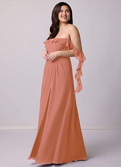 Barbie ♥ Azazie Robes de demoiselle d'honneur Robe Trapèze Convertible en Mousseline de soie Épaule décolletée Mai Tai image11