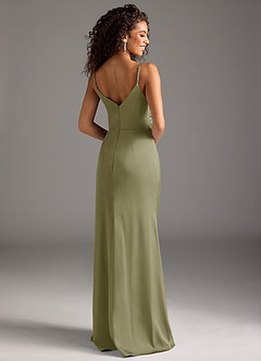 Azazie Deandra Bridesmaid Dresses Pistachio Mermaid Pleated Stretch Satin Dress image2