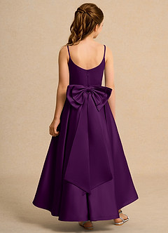 Azazie Sweets Junior Formal Flower Girl Dresses Grape A-Line Pleated Matte Satin Dress image2