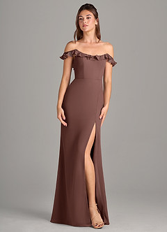 Azazie Callie Bridesmaid Dresses Espresso Mermaid Side Slit Chiffon Convertible Dress image7