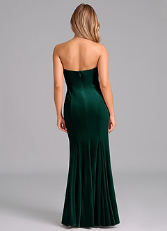 Azazie Yinnie Bridesmaid Dresses Emerald Mermaid Strapless Velvet Convertible Dress image6