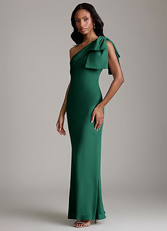 Azazie Yuanna Bridesmaid Dresses Emerald Mermaid One Shoulder Chiffon Dress image5