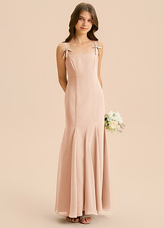 Azazie Evey Junior Abito Sirena in Chiffon Plissettato Rosa Inglese image4