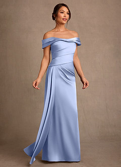 Azazie Beah Mère de la mariée Robes Robe Fourreau en Satin extensible Épaule décolletée Eis image2