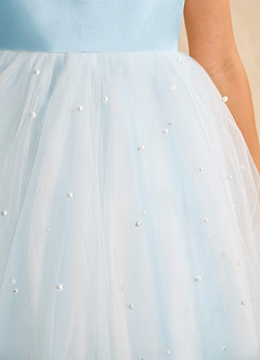 Azazie Esme Flower Girl Dresses Sky Blue Ball-Gown Bow Tulle Dress image9