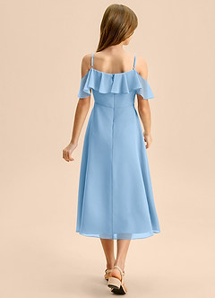 Azazie Kamilla Junior A-Linie Schulterfrei Chiffon Kleid Puderblau image2